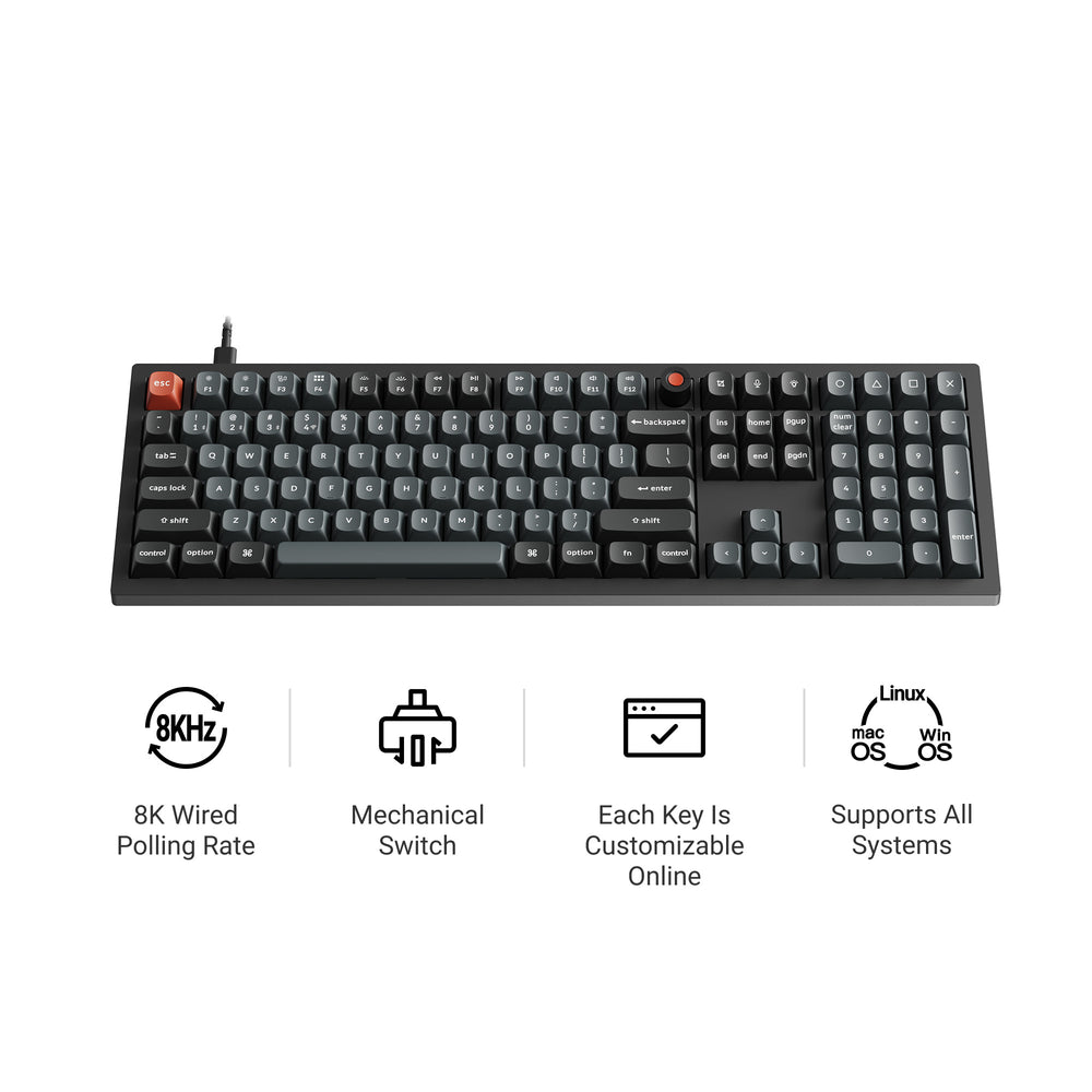 Keychron V6 8K QMK Wired Custom Mechanical Keyboard (US ANSI Layout)