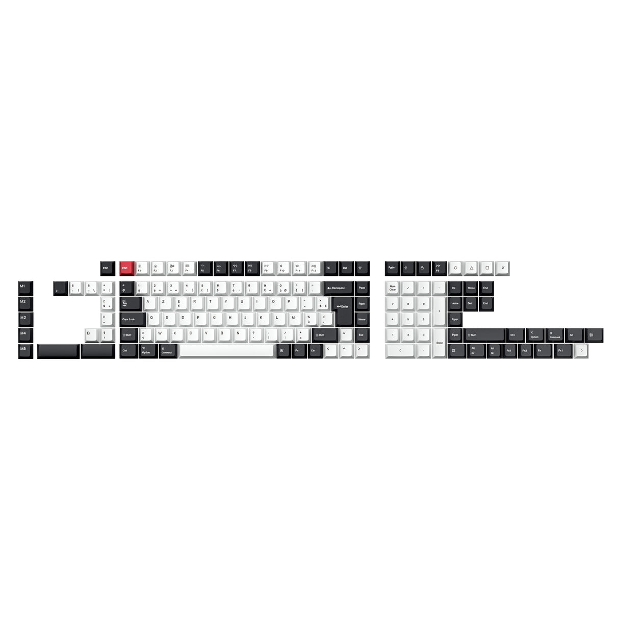 ISO Cherry Profile Dye-Sub PBT Full Keycap Set - Black and White