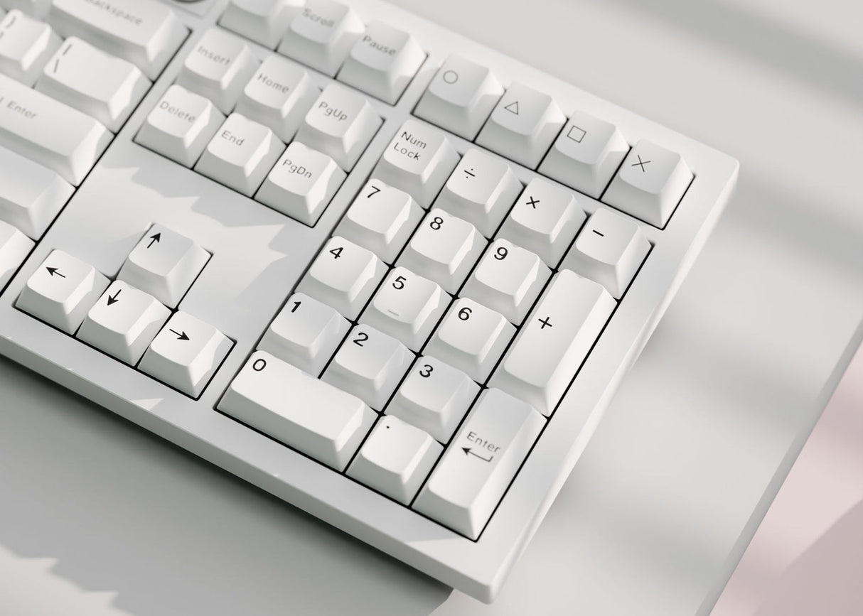Cherry Profile Double - Shot PBT Full Set Keycaps - Black on White - Bow