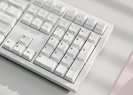 Cherry Profile Double - Shot PBT Full Set Keycaps - Black on White - Bow