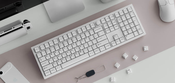 Cherry Profile Double - Shot PBT Full Set Keycaps - Black on White - Bow