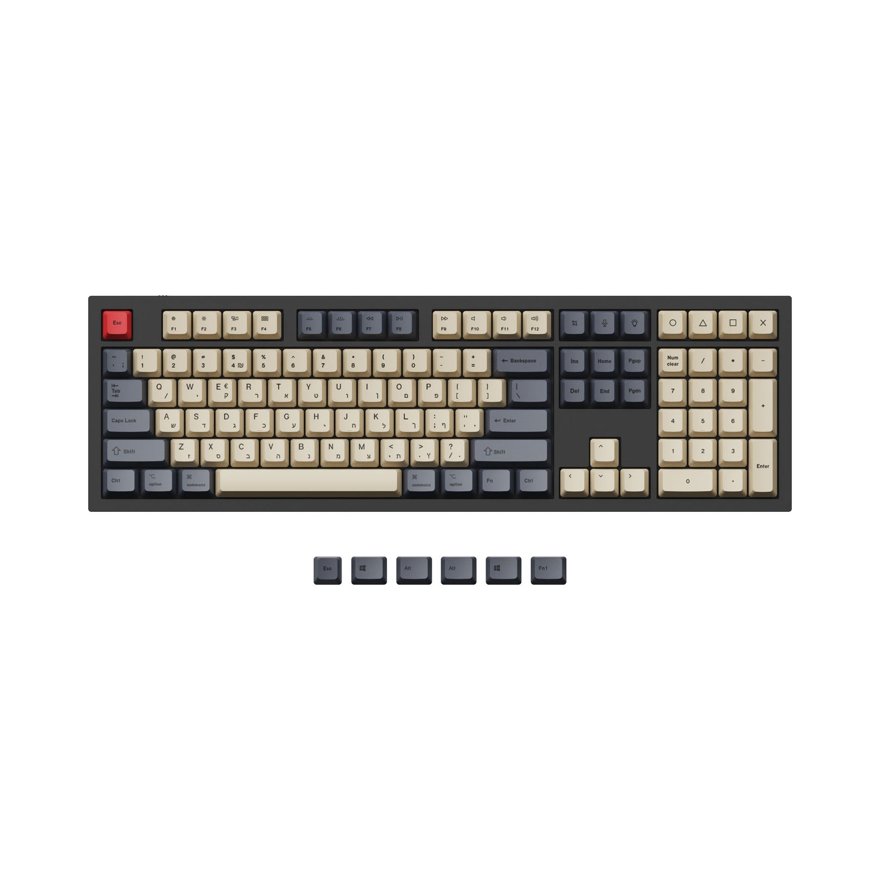 ISO & ANSI Q3 & Q4 & Q4 Pro & Q6 & Q6 Pro & V3 & V4 & V6 & K8 & K8 Pro OEM Dye-Sub PBT Keycap Set - Carbon