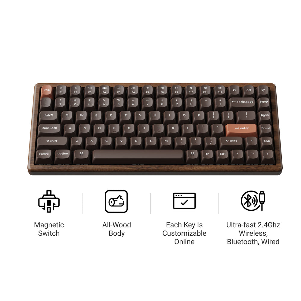 Keychron K2 HE Wireless Magnetic Switch Custom Keyboard - All Wood Special Edition (US ANSI Layout)