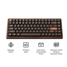 Keychron K2 HE Wireless Magnetic Switch Custom Keyboard - All Wood Special Edition (US ANSI Layout)