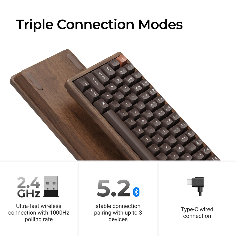 Keychron K2 HE Wireless Magnetic Switch Custom Keyboard - All Wood Special Edition (US ANSI Layout)