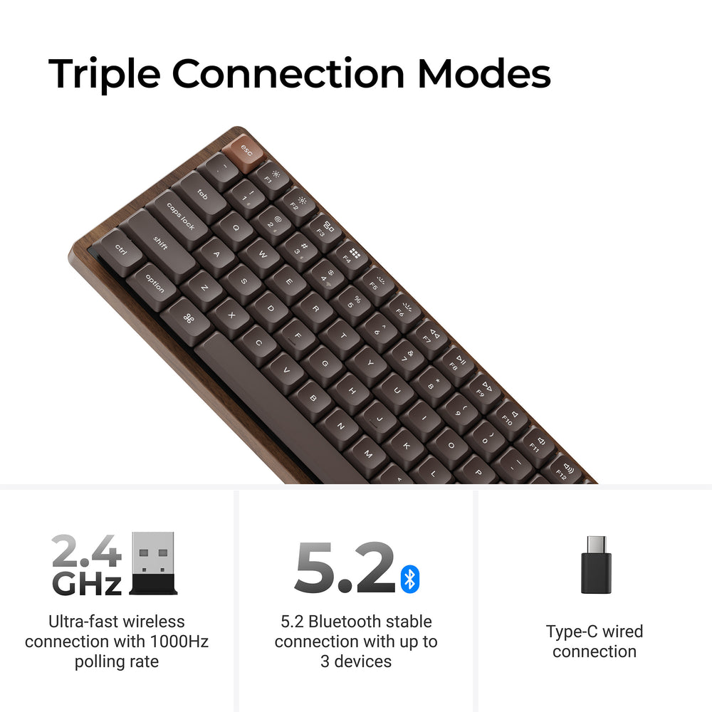 Keychron K3 Max QMK Wireless Custom Mechanical Keyboard - All Wood Special Edition (US ANSI Layout)