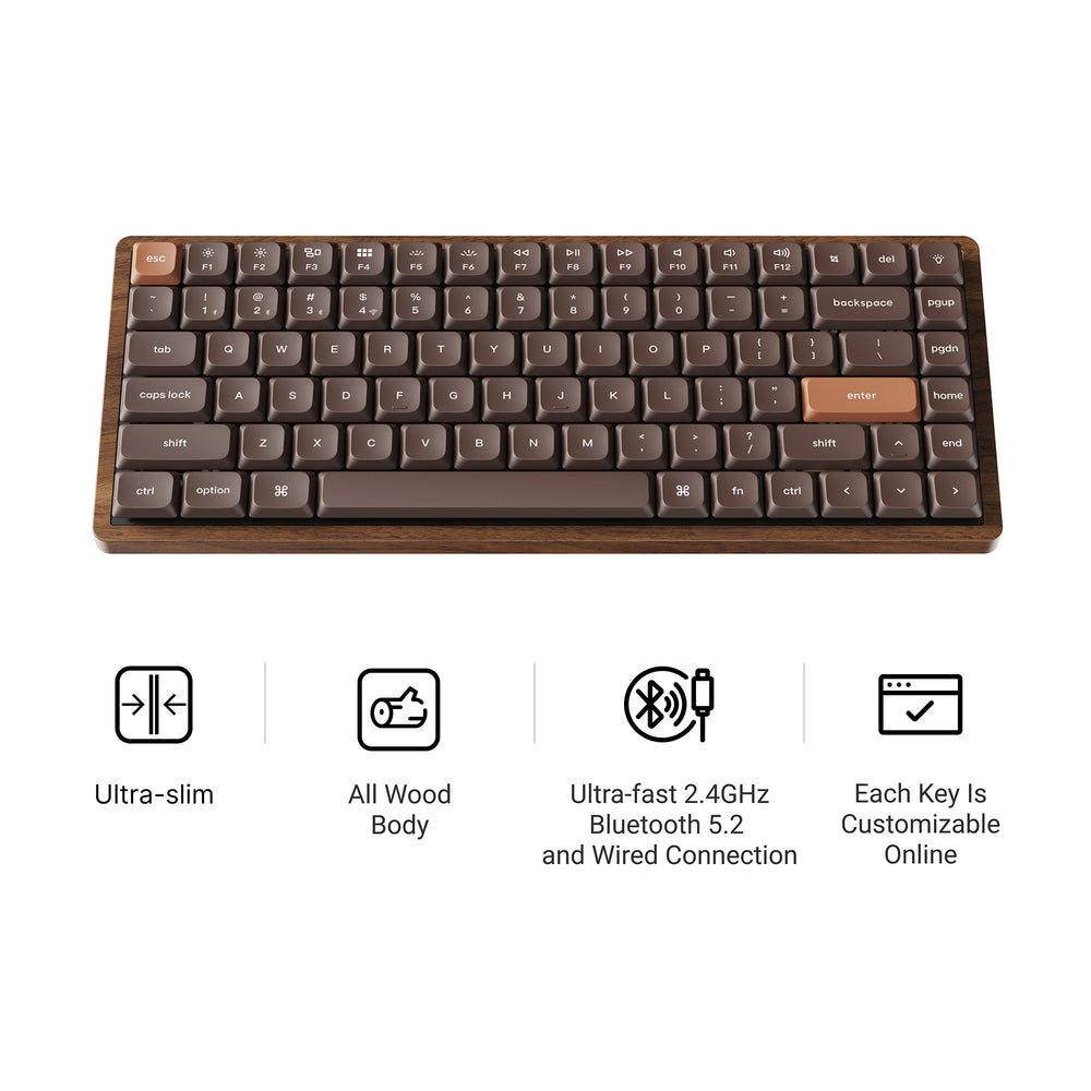 Keychron K3 Max QMK Wireless Custom Mechanical Keyboard - All Wood Special Edition (US ANSI Layout)