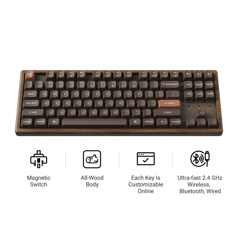 Keychron K2 HE Draadloos Magnetisch Schakelaar Aangepast Toetsenbord - All Wood Speciale Editie (US ANSI Indeling)