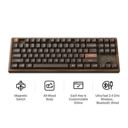 Keychron K2 HE Draadloos Magnetisch Schakelaar Aangepast Toetsenbord - All Wood Speciale Editie (US ANSI Indeling)