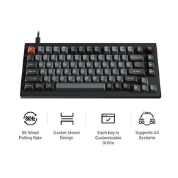 Keychron V1 8K QMK Wired Custom Mechanical Keyboard (US ANSI Layout)
