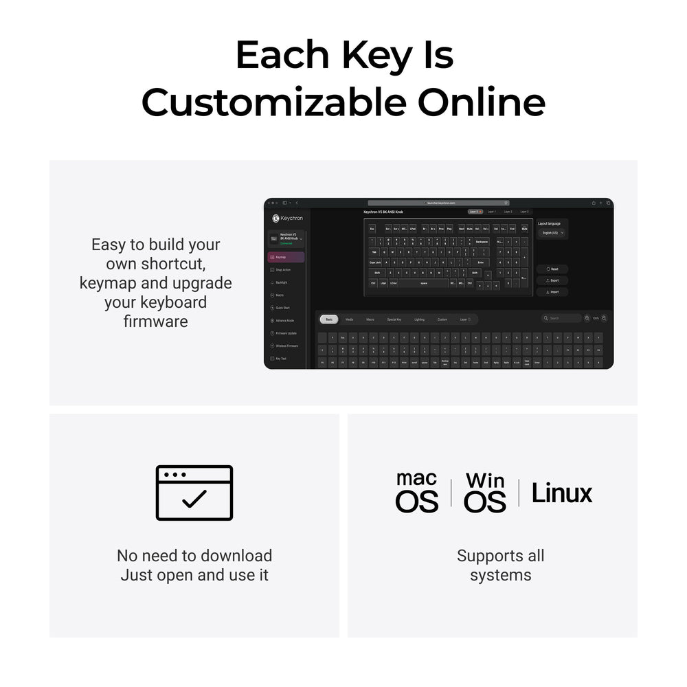 Keychron V5 8K QMK Wired Custom Mechanical Keyboard (US ANSI Layout)