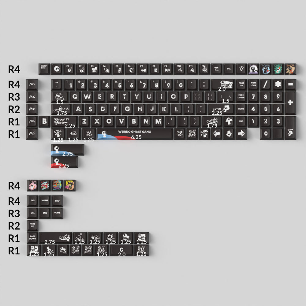 Weirdo Ghost Gang - Cherry Profiel Dye-Sub PBT Volledige Toetsenbordset