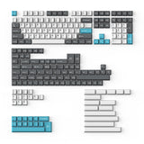 Cherry Profile Double - Shot PBT Full Set Keycaps - Grey, White, and Blue