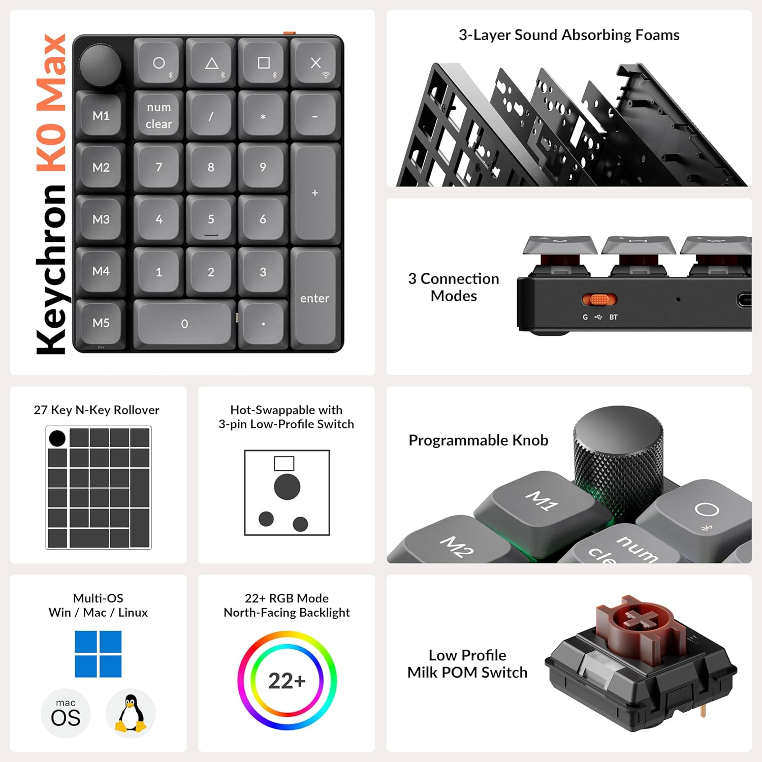 Keychron K0 Max QMK Wireless Custom Number Pad