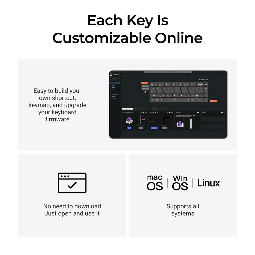 Lemokey P2 HE Wireless Magnetic Switch Custom Gaming Keyboard (US ANSI Layout)
