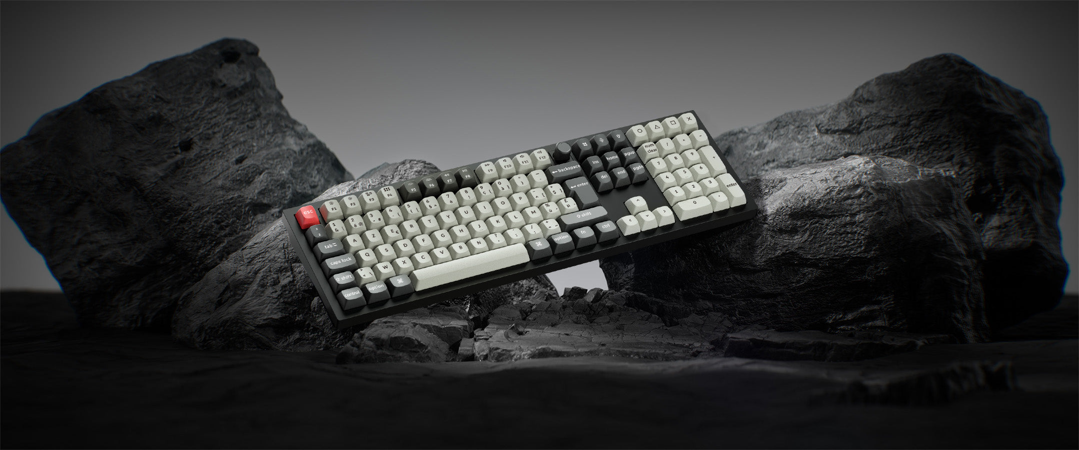 ISO Layout Profile Dye-Sub PBT Full Keycap Set - Black and White