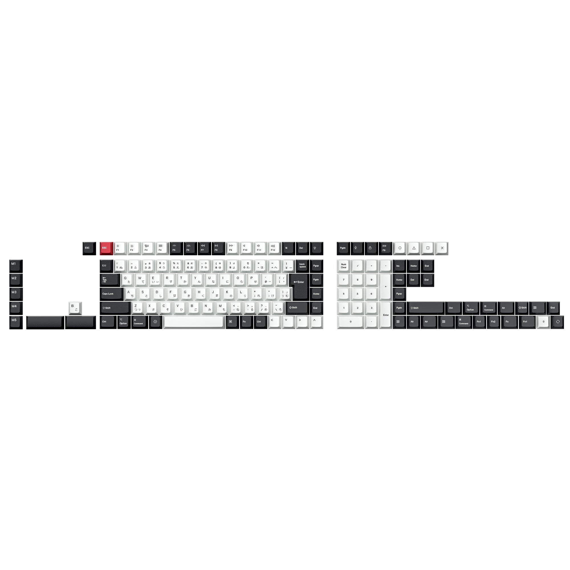 ISO Cherry Profile Dye-Sub PBT Full Keycap Set - Black and White