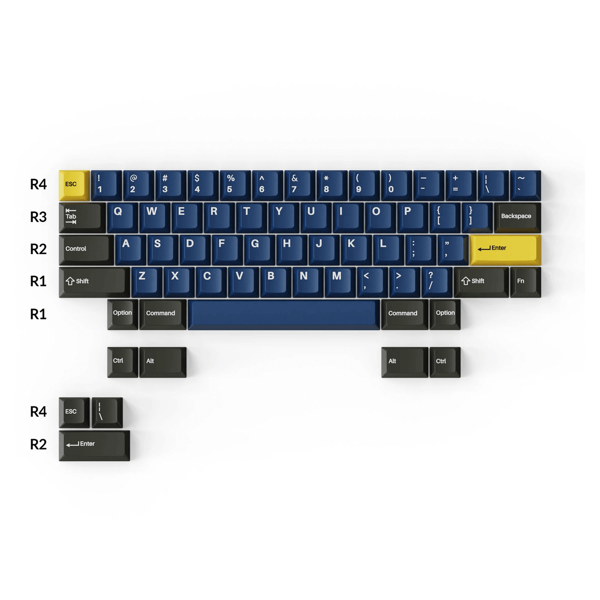 Cherry Profiel Double - Shot PBT Volledige Set Toetsen - Koninklijk
