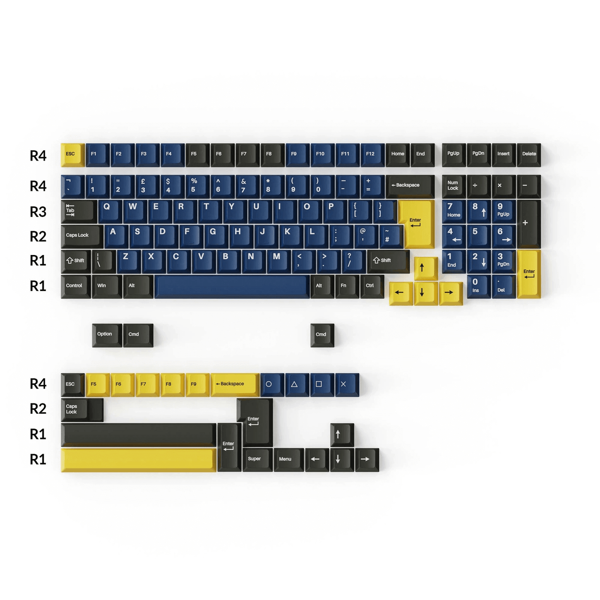 Cherry Profiel Double - Shot PBT Volledige Set Toetsen - Koninklijk